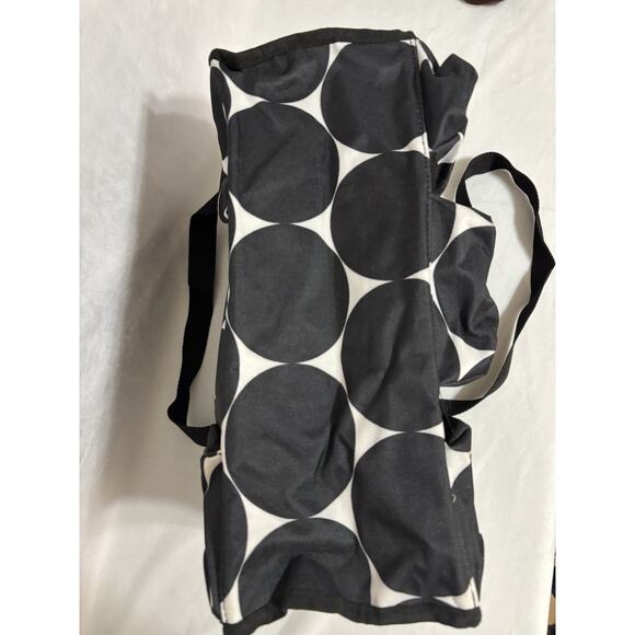 Thirty One Organizing Utility Tote 15 x 10 x 6 Pockets Black White Dots Circles - Picture 5 of 5
